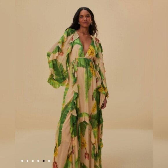 NWT Farm Rio Fresh Banana Maxi Dress - Picture 3 of 17